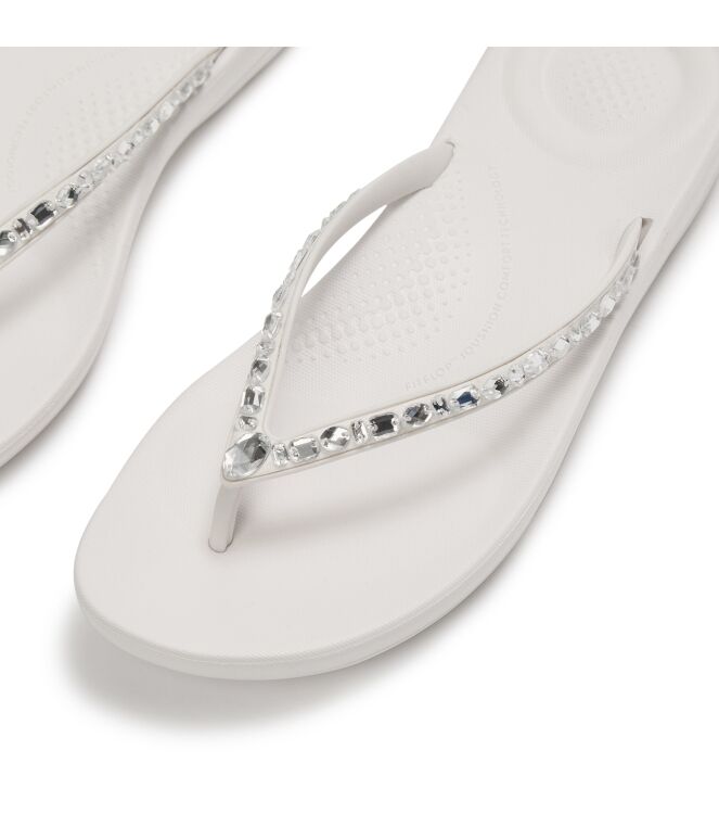 FitFlop iqushion multi-crystal ergonomic flip-flops urban white Direct leverbaar uit de webshop van www.meijerink-schoenen.nl/