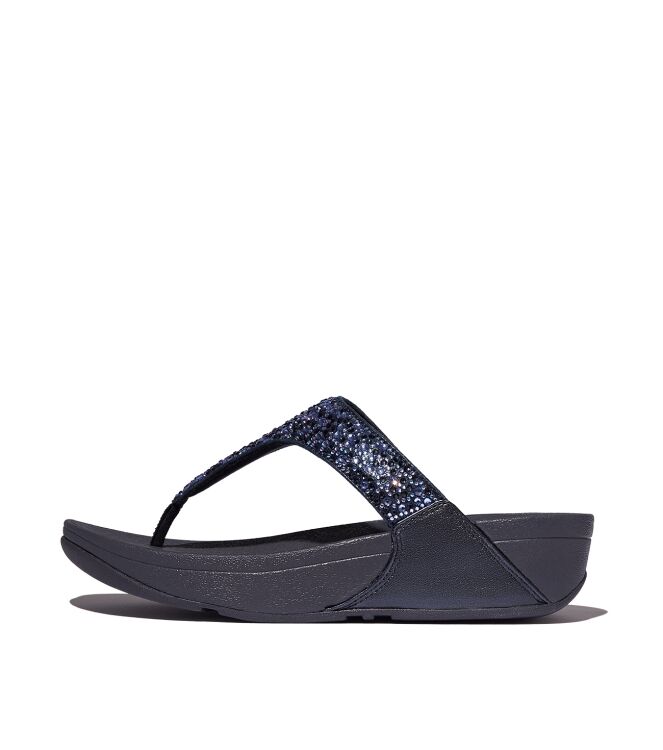 FitFlop lulu crystal-mix toe-post sandals midnight navy Direct leverbaar uit de webshop van www.meijerink-schoenen.nl/