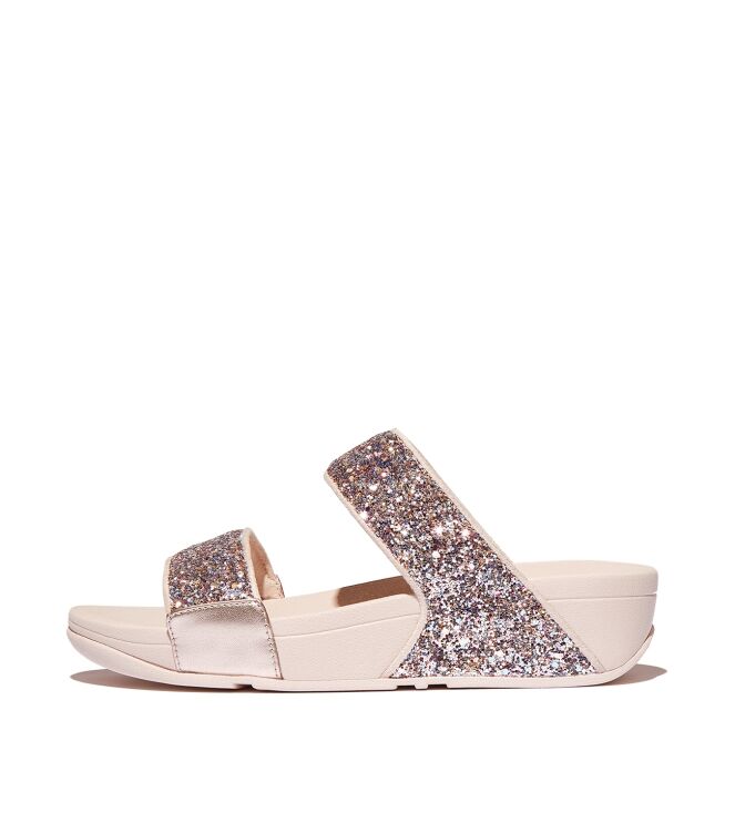 FitFlop lulu multi-tonal glitter slides nude rose mix Direct leverbaar uit de webshop van www.meijerink-schoenen.nl/