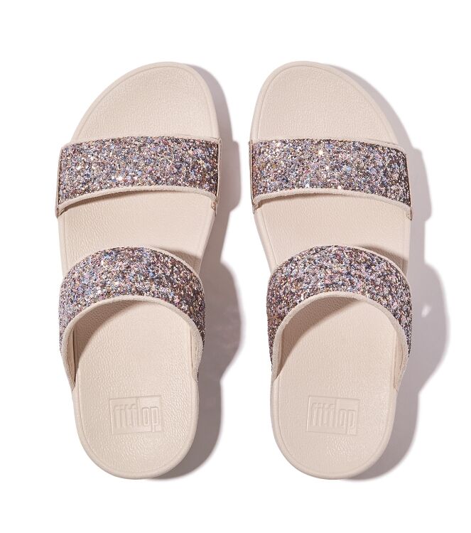 FitFlop lulu multi-tonal glitter slides nude rose mix Direct leverbaar uit de webshop van www.meijerink-schoenen.nl/
