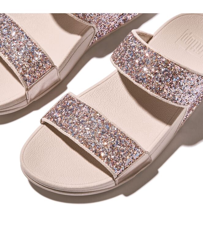 FitFlop lulu multi-tonal glitter slides nude rose mix Direct leverbaar uit de webshop van www.meijerink-schoenen.nl/