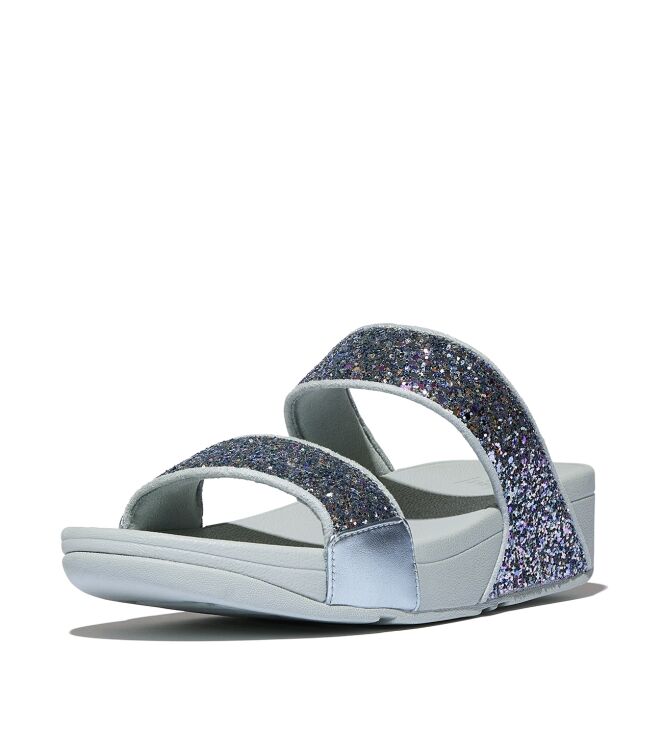 FitFlop lulu multi-tonal glitter slides quiet blue Direct leverbaar uit de webshop van www.meijerink-schoenen.nl/
