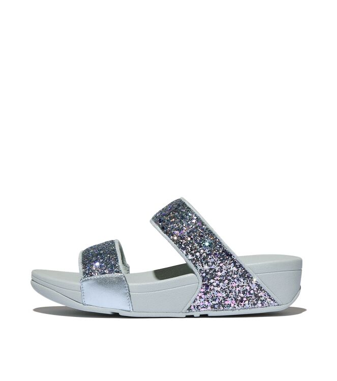 FitFlop lulu multi-tonal glitter slides quiet blue Direct leverbaar uit de webshop van www.meijerink-schoenen.nl/