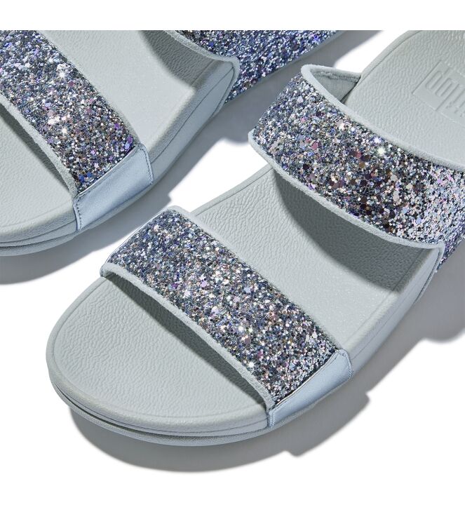 FitFlop lulu multi-tonal glitter slides quiet blue Direct leverbaar uit de webshop van www.meijerink-schoenen.nl/