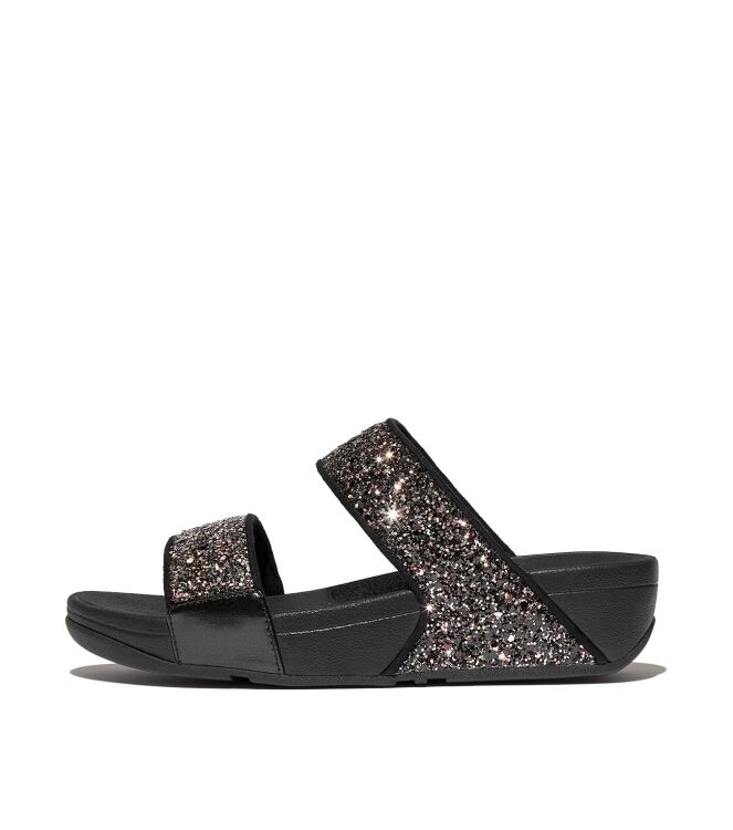 FitFlop lulu multi-tonal glitter slides black multi Direct leverbaar uit de webshop van www.meijerink-schoenen.nl/