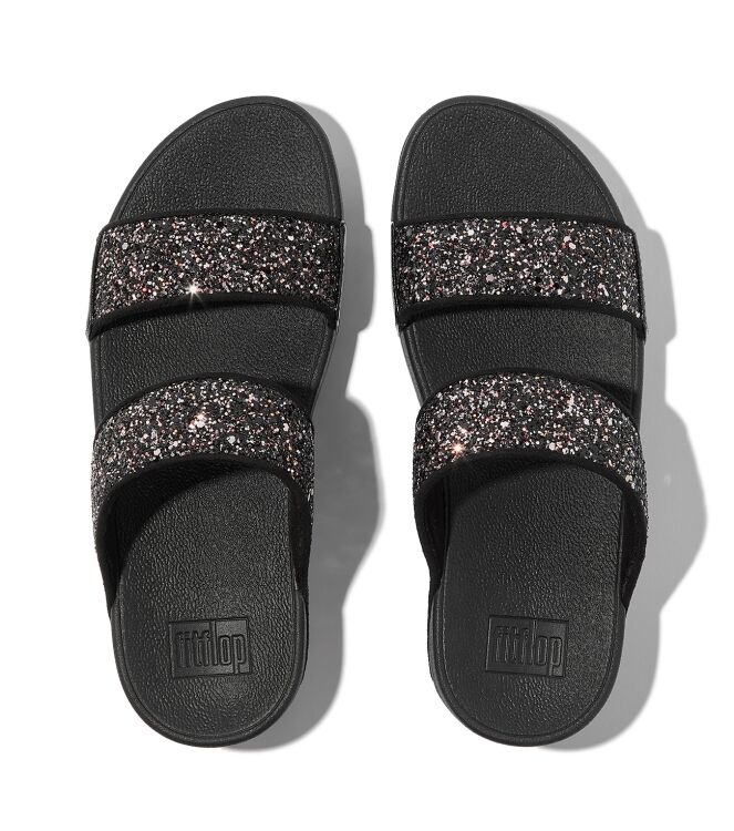 FitFlop lulu multi-tonal glitter slides black multi Direct leverbaar uit de webshop van www.meijerink-schoenen.nl/