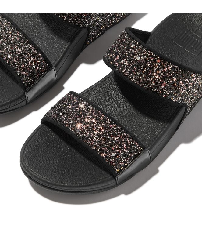 FitFlop lulu multi-tonal glitter slides black multi Direct leverbaar uit de webshop van www.meijerink-schoenen.nl/