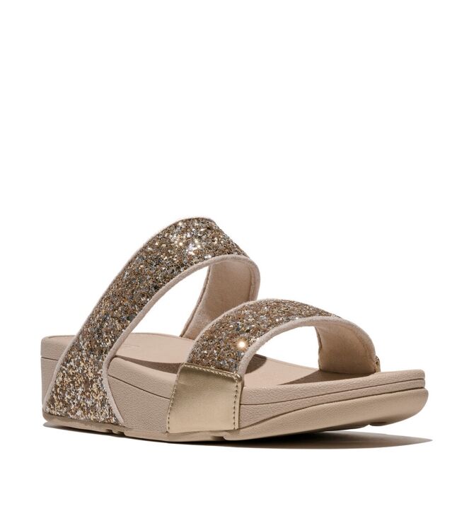 FitFlop lulu multi-tonal glitter slides platino/silver Direct leverbaar uit de webshop van www.meijerink-schoenen.nl/