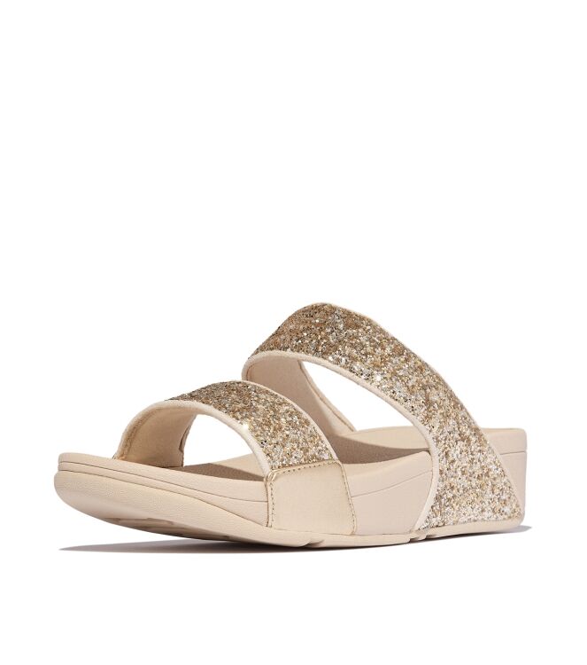 FitFlop lulu multi-tonal glitter slides platino/silver Direct leverbaar uit de webshop van www.meijerink-schoenen.nl/