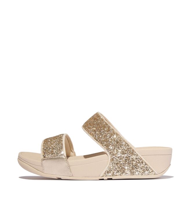 FitFlop lulu multi-tonal glitter slides platino/silver Direct leverbaar uit de webshop van www.meijerink-schoenen.nl/