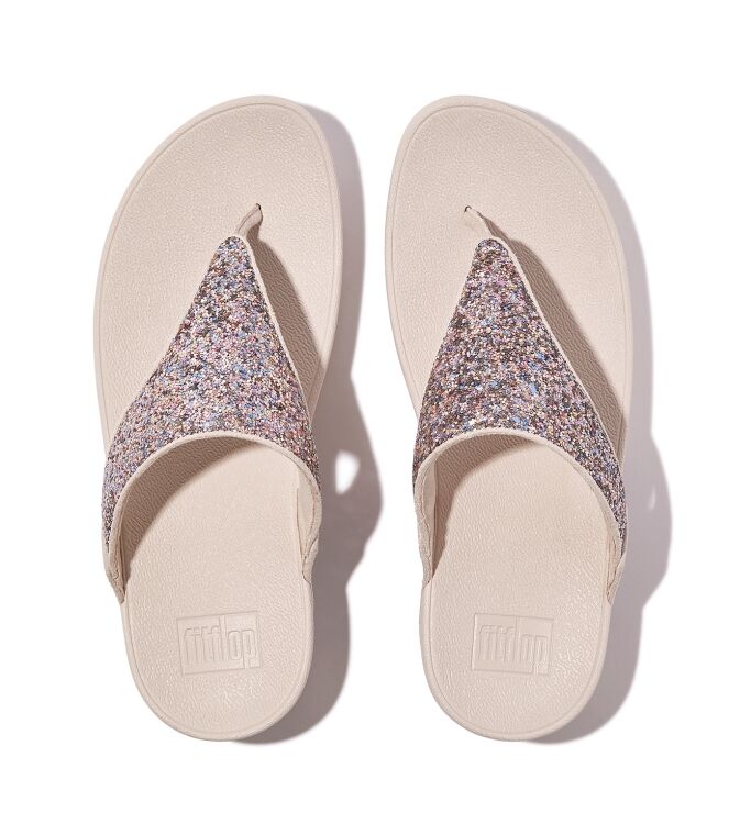 FitFlop<sup>TM</sup> lulu multi-tonal glitter toe-post sandals nude rose mix Direct leverbaar uit de webshop van www.meijerink-schoenen.nl/