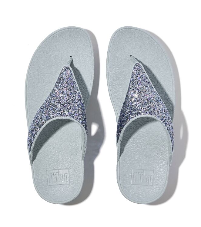 FitFlop lulu multi-tonal glitter toe-post sandals quiet blue Direct leverbaar uit de webshop van www.meijerink-schoenen.nl/