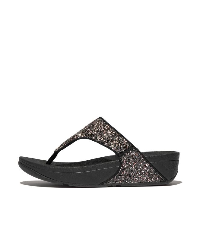FitFlop lulu multi-tonal glitter toe-post sandals black multi Direct leverbaar uit de webshop van www.meijerink-schoenen.nl/