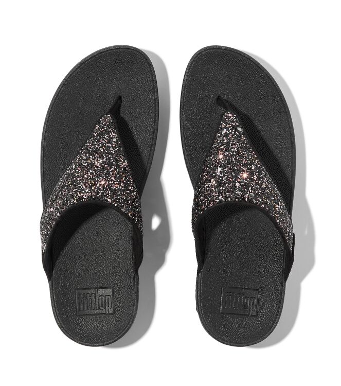 FitFlop lulu multi-tonal glitter toe-post sandals black multi Direct leverbaar uit de webshop van www.meijerink-schoenen.nl/