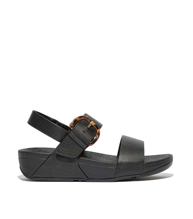 FitFlop lulu resin-buckle leather back-strap sandals all black Direct leverbaar uit de webshop van www.meijerink-schoenen.nl/