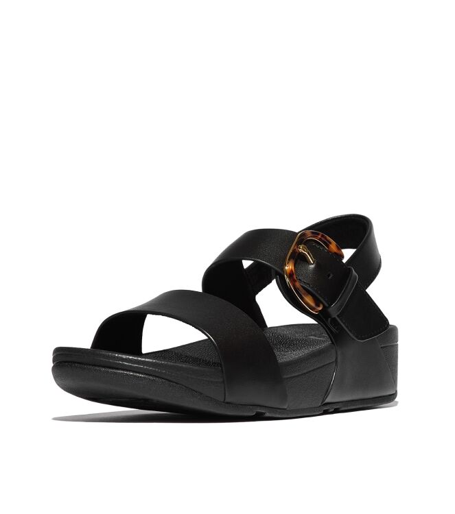 FitFlop lulu resin-buckle leather back-strap sandals all black Direct leverbaar uit de webshop van www.meijerink-schoenen.nl/