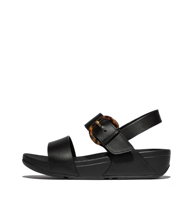 FitFlop lulu resin-buckle leather back-strap sandals all black Direct leverbaar uit de webshop van www.meijerink-schoenen.nl/