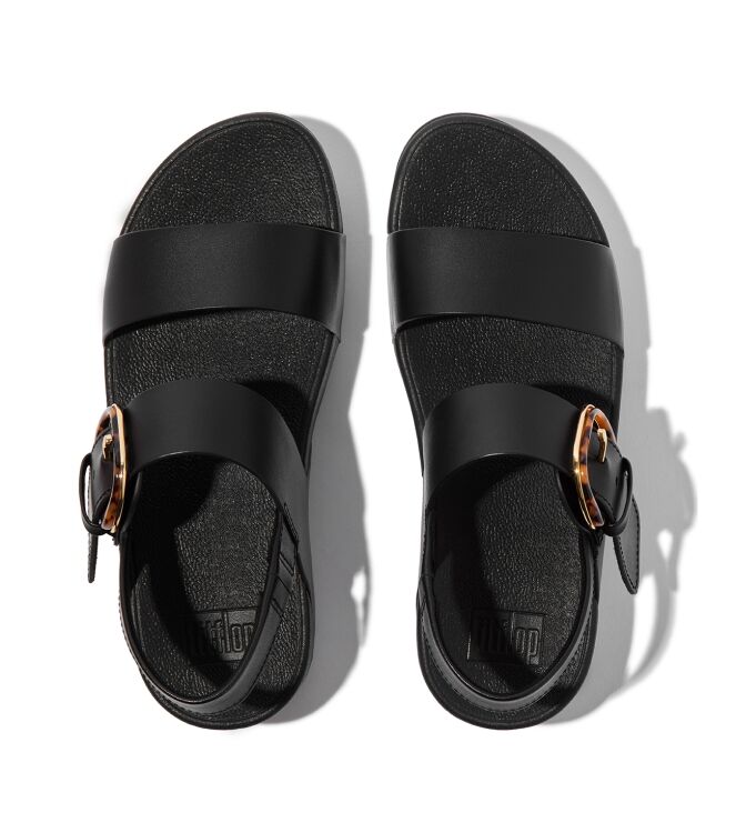 FitFlop lulu resin-buckle leather back-strap sandals all black Direct leverbaar uit de webshop van www.meijerink-schoenen.nl/