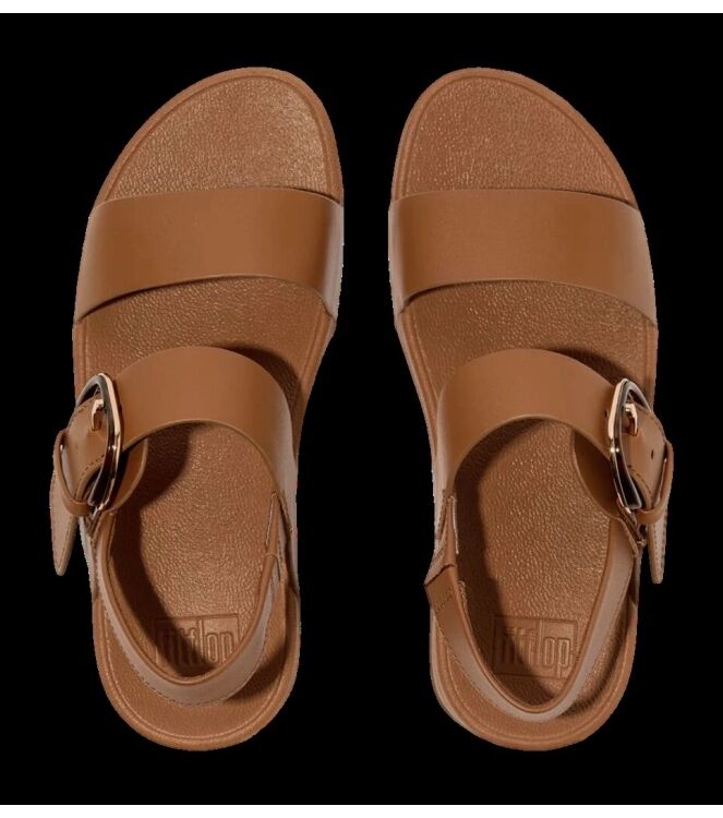 FitFlop lulu resin-buckle leather back-strap sandals deep tan Direct leverbaar uit de webshop van www.meijerink-schoenen.nl/