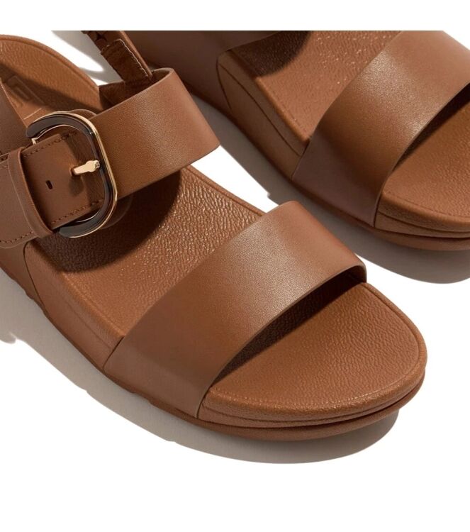 FitFlop lulu resin-buckle leather back-strap sandals deep tan Direct leverbaar uit de webshop van www.meijerink-schoenen.nl/