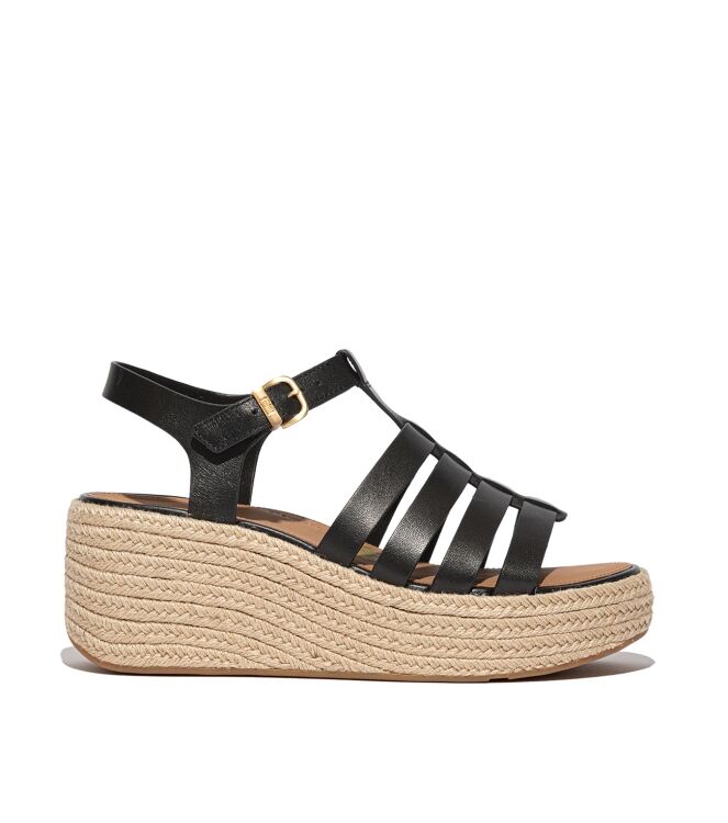 FitFlop platfforms espadr. leather fisherman wedge sandals black Direct leverbaar uit de webshop van www.meijerink-schoenen.nl/