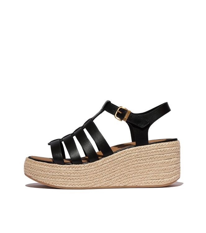 FitFlop platfforms espadr. leather fisherman wedge sandals black Direct leverbaar uit de webshop van www.meijerink-schoenen.nl/