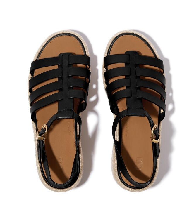 FitFlop platfforms espadr. leather fisherman wedge sandals black Direct leverbaar uit de webshop van www.meijerink-schoenen.nl/