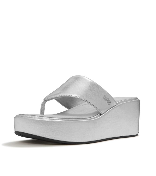 FitFlop platfforms wedge toe-post sandals silver Direct leverbaar uit de webshop van www.meijerink-schoenen.nl/