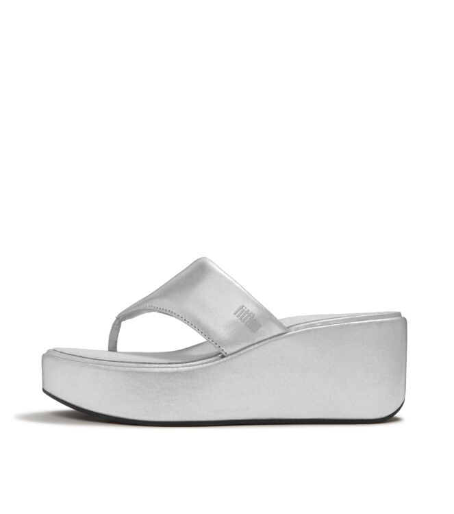 FitFlop platfforms wedge toe-post sandals silver Direct leverbaar uit de webshop van www.meijerink-schoenen.nl/