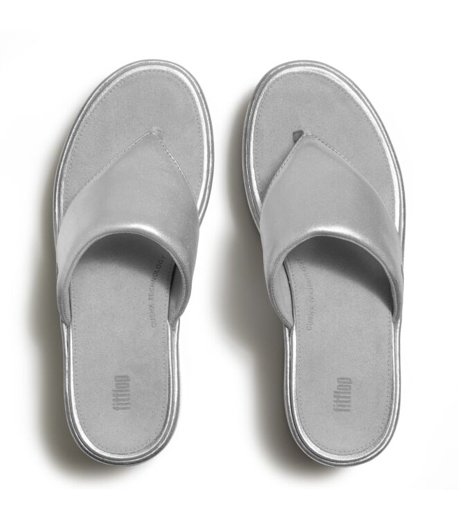FitFlop platfforms wedge toe-post sandals silver Direct leverbaar uit de webshop van www.meijerink-schoenen.nl/