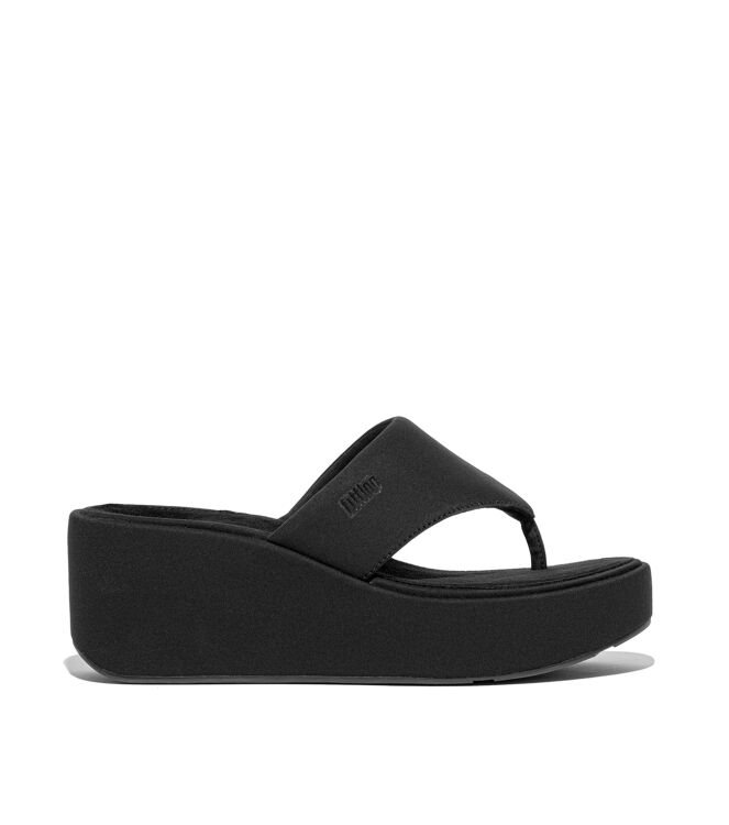 FitFlop platfforms wedge toe-post sandals all black Direct leverbaar uit de webshop van www.meijerink-schoenen.nl/