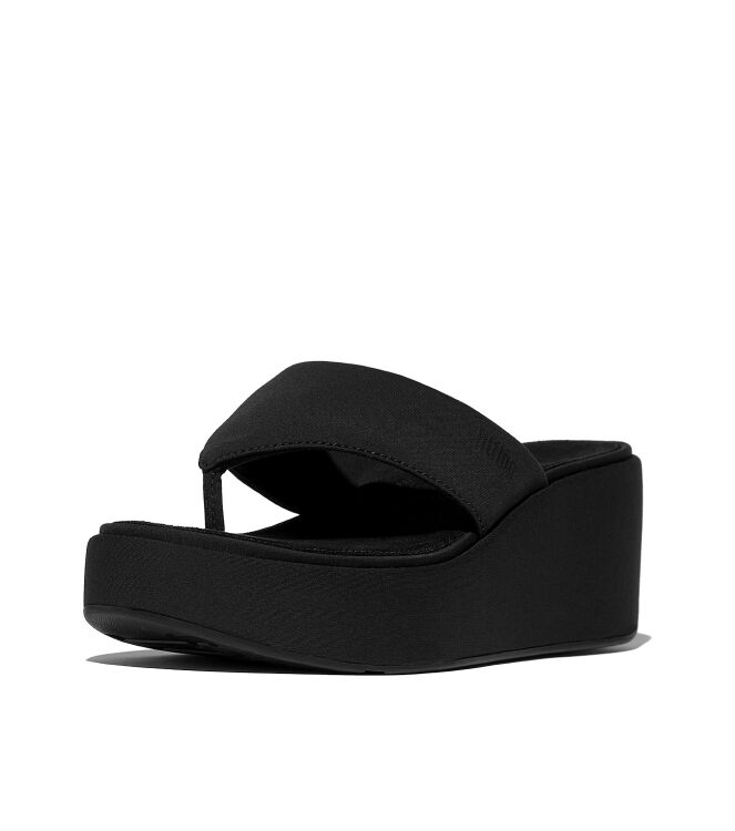 FitFlop platfforms wedge toe-post sandals all black Direct leverbaar uit de webshop van www.meijerink-schoenen.nl/