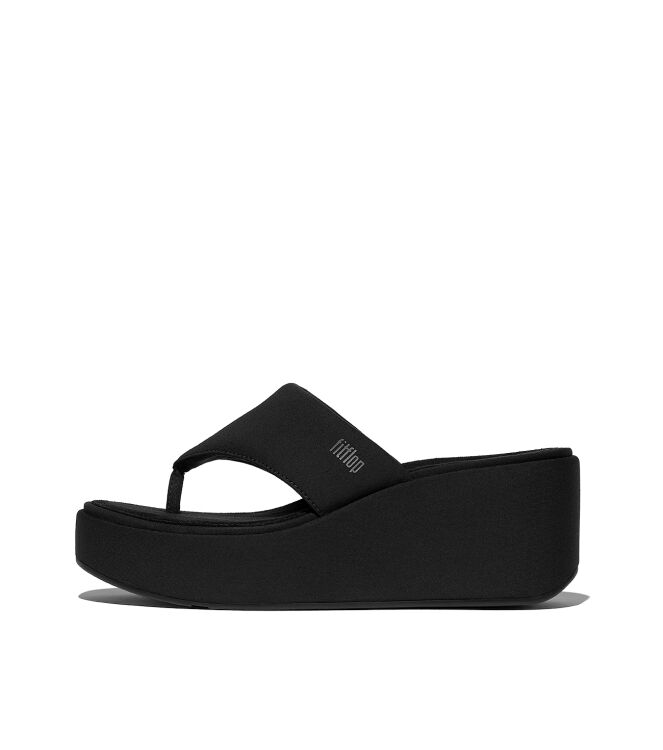 FitFlop platfforms wedge toe-post sandals all black Direct leverbaar uit de webshop van www.meijerink-schoenen.nl/