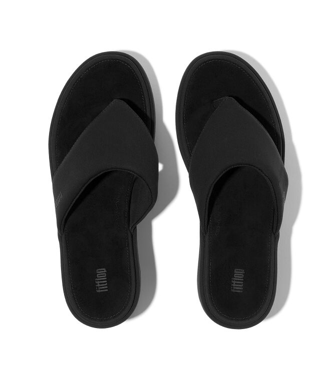 FitFlop platfforms wedge toe-post sandals all black Direct leverbaar uit de webshop van www.meijerink-schoenen.nl/