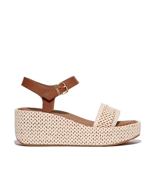FitFlop platfforms woven wedge ankle-strap sandals deep tan/ivory Direct leverbaar uit de webshop van www.meijerink-schoenen.nl/