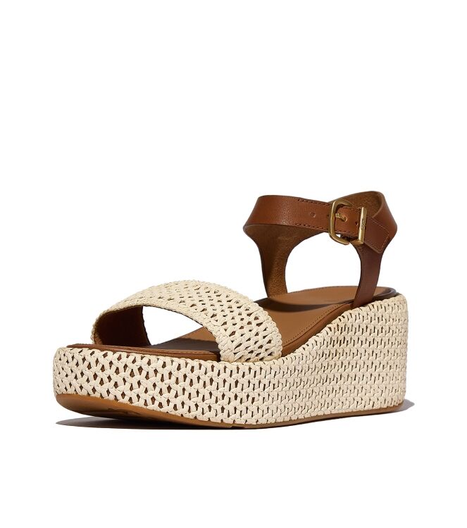 FitFlop platfforms woven wedge ankle-strap sandals deep tan/ivory Direct leverbaar uit de webshop van www.meijerink-schoenen.nl/