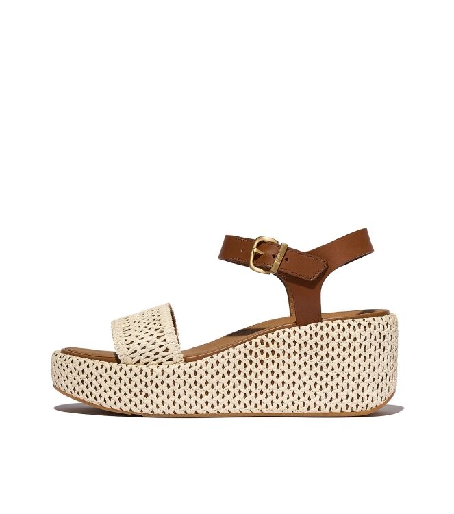FitFlop platfforms woven wedge ankle-strap sandals deep tan/ivory Direct leverbaar uit de webshop van www.meijerink-schoenen.nl/