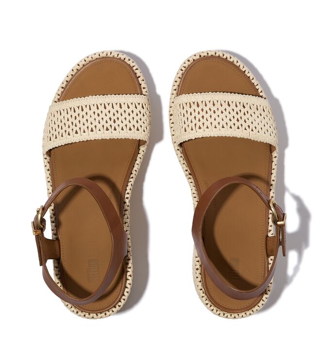 FitFlop platfforms woven wedge ankle-strap sandals deep tan/ivory Direct leverbaar uit de webshop van www.meijerink-schoenen.nl/
