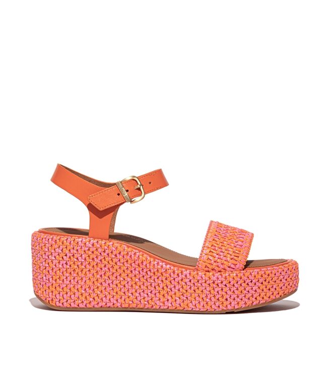 FitFlop platfforms woven wedge ankle-strap sandals satsuma/pinkperfect mix Direct leverbaar uit de webshop van www.meijerink-schoenen.nl/