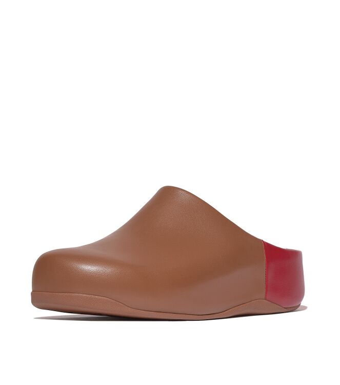 FitFlop shuv x roksanda leather clogs tan/crimson Direct leverbaar uit de webshop van www.meijerink-schoenen.nl/