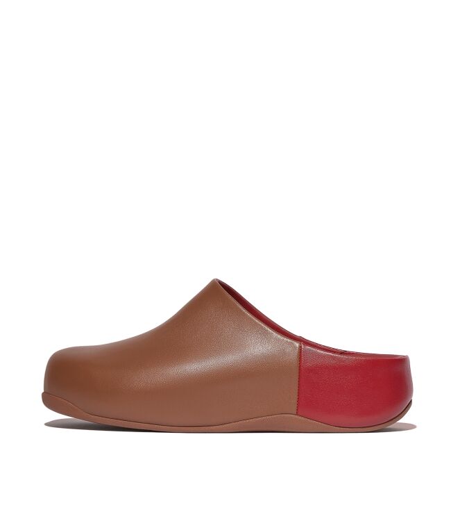 FitFlop shuv x roksanda leather clogs tan/crimson Direct leverbaar uit de webshop van www.meijerink-schoenen.nl/