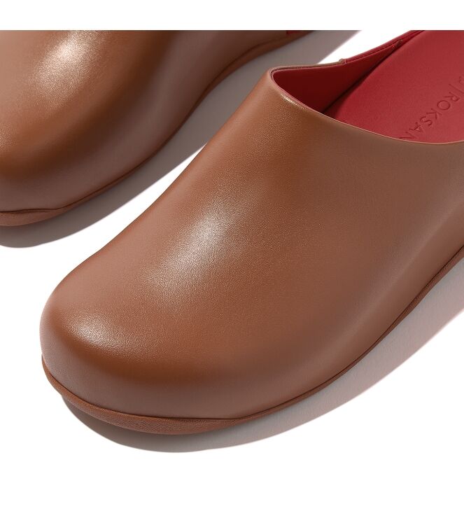 FitFlop shuv x roksanda leather clogs tan/crimson Direct leverbaar uit de webshop van www.meijerink-schoenen.nl/