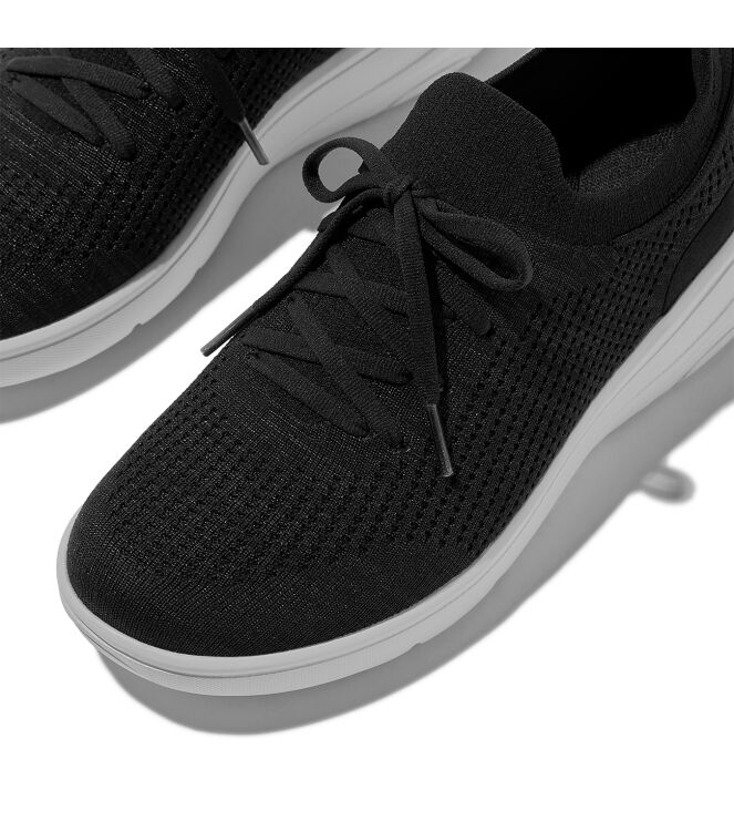 FitFlop super-q knit slip-on laced sneakers black Direct leverbaar uit de webshop van www.meijerink-schoenen.nl/