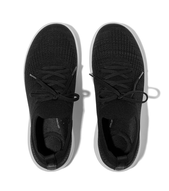 FitFlop super-q knit slip-on laced sneakers black Direct leverbaar uit de webshop van www.meijerink-schoenen.nl/