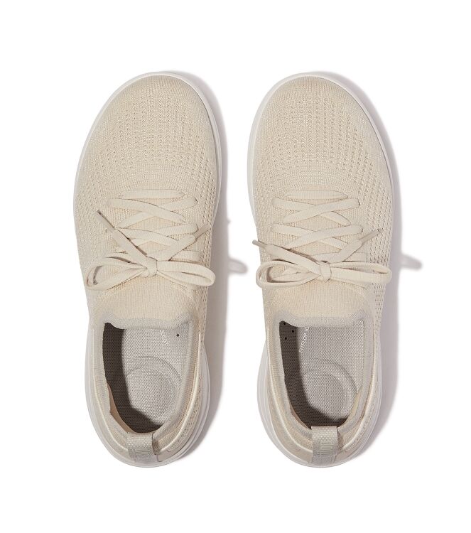 FitFlop super-q knit slip-on laced sneakers paris beige Direct leverbaar uit de webshop van www.meijerink-schoenen.nl/