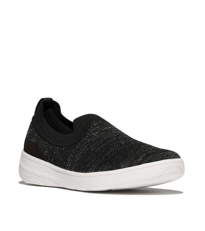 FitFlop super-q knit slip-ons black/silvereen Direct leverbaar uit de webshop van www.meijerink-schoenen.nl/