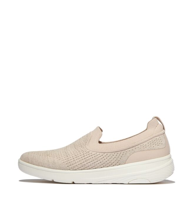 FitFlop super-q knit slip-ons stone beige/platino Direct leverbaar uit de webshop van www.meijerink-schoenen.nl/