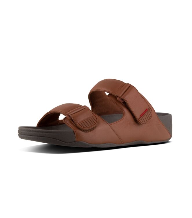 FitFlop gogh moc slide in leather men dark tan Direct leverbaar uit de webshop van www.meijerink-schoenen.nl/