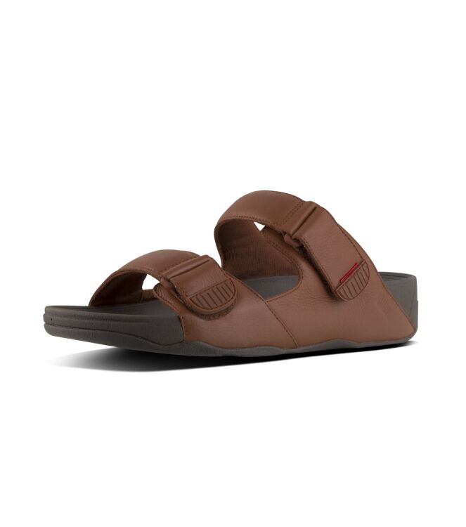 FitFlop gogh moc slide in leather men dark tan Direct leverbaar uit de webshop van www.meijerink-schoenen.nl/