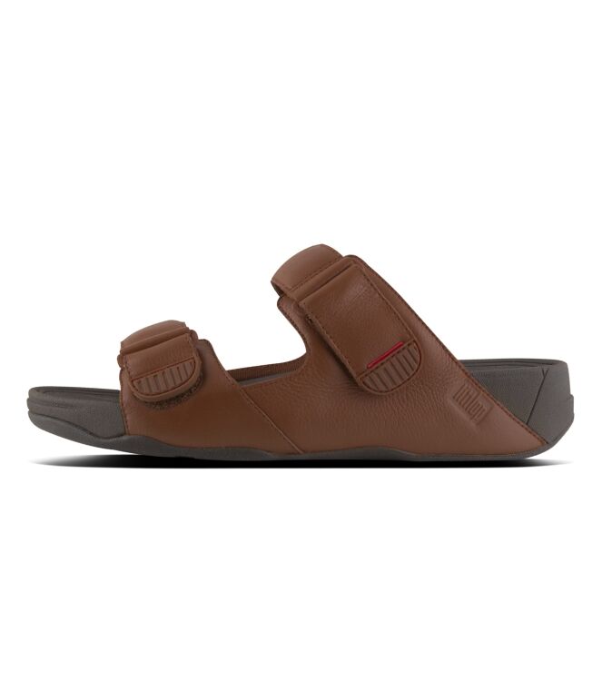 FitFlop gogh moc slide in leather men dark tan Direct leverbaar uit de webshop van www.meijerink-schoenen.nl/